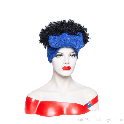 Wholesale vendors headband wigs stort kinky curly wigs  hradband synthetic hair wigs for black women